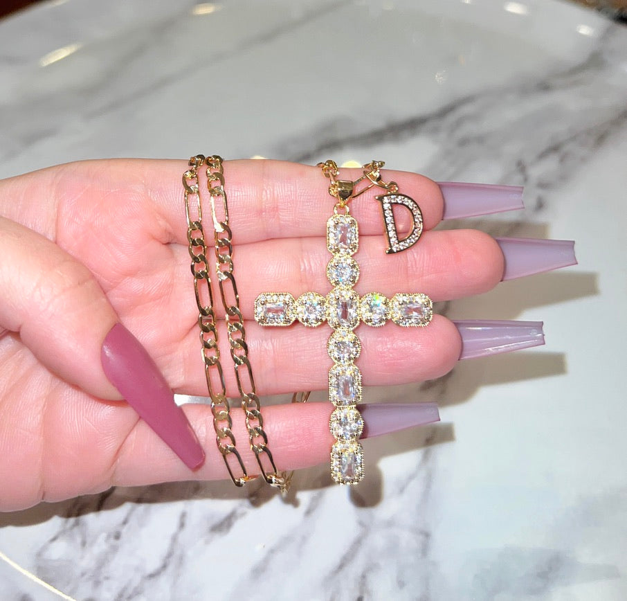 Large Geometric Cross With Letter – GoldDipped