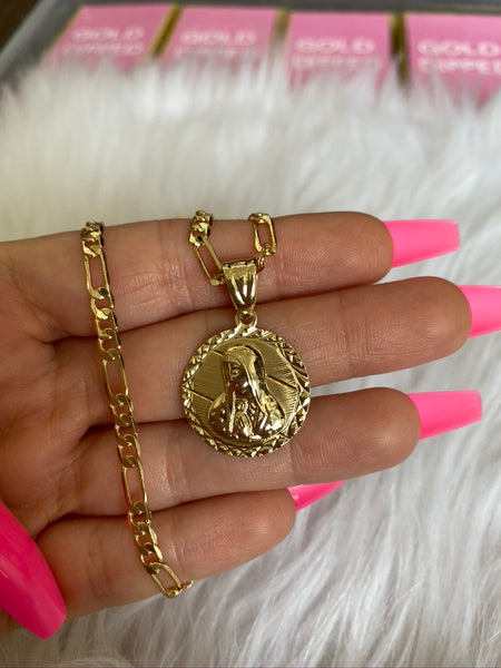 Round Gold Dipped Mother Mary