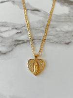 Frosted Mary Heart (Figaro Chain)