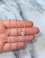 Bezel Set Solitaire Necklace (Rose Gold)