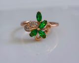 Rose Gold Plated Emerald And Diamond Inspired Ring