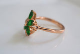 Rose Gold Plated Emerald And Diamond Inspired Ring