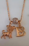 Gold Plated Chihuahua And Initial Necklace