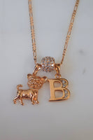 Gold Plated Chihuahua And Initial Necklace