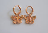 Rose Gold Plated Diamond Inspired Butterfly Dangle Earrings