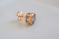 Gold Plated Extra Large Diamond Inspired Bezel Set Stud Earrings