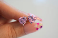 White Gold Plated Pink Heart Studs