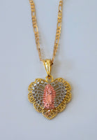 Tricolor Mary Heart Necklace