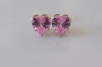 Sterling Silver Pink Heart Studs