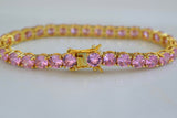 Pink Ice Tennis Bracelet With Large Sized Stones