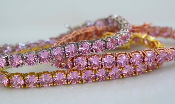 Pink Ice Tennis Bracelet With Large Sized Stones