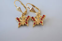 Gold Plated Butterfly Dangle Earrings