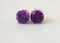 White Gold Plated Amethyst Inspired Studs