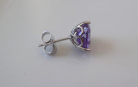 White Gold Plated Amethyst Inspired Heart Studs With Beautiful Detailing