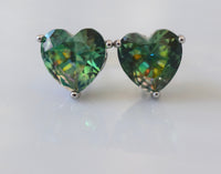 Large Heart Shape Green Studs With Beautiful Detailing