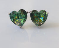 Large Heart Shape Green Studs With Beautiful Detailing