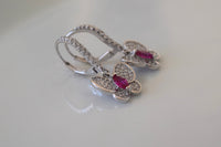 Sterling Silver Diamond And Ruby Butterfly Earrings
