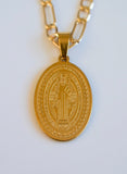 Gold Plated Oval Saint Benedict Necklace