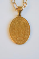 Gold Plated Oval Our Lady Of Guadalupe Necklace
