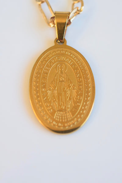 Gold Plated Oval Our Lady Of Guadalupe Necklace