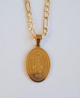 Gold Plated Oval Our Lady Of Guadalupe Necklace