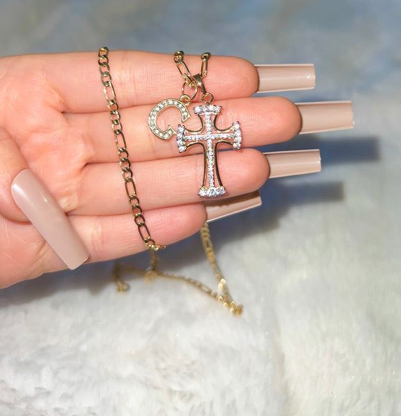 Two Tone Cross With Initial