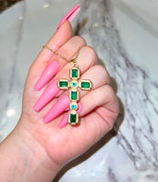 Geo Cross (Green/Rolo Chain)