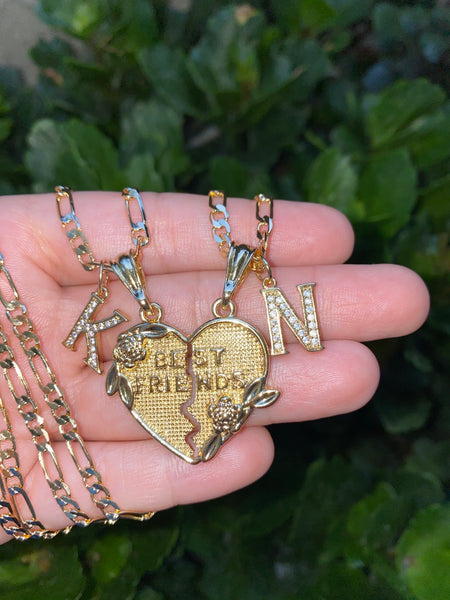 Breakable Best Friends Heart With 2 Letters (Gold)