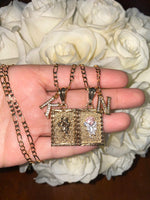 Framed Rose And Initial Necklace