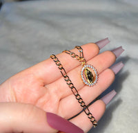 Iced Out Oval Mary (Figaro Chain)