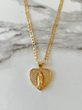 Frosted Mary Heart (Figaro Chain)