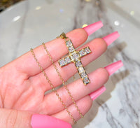 Square Cross (Clear/Rolo Chain)