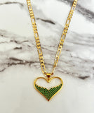 Emerald Heart (Figaro Chain)