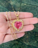 Large Icy Heart Necklace In Multiple Colors