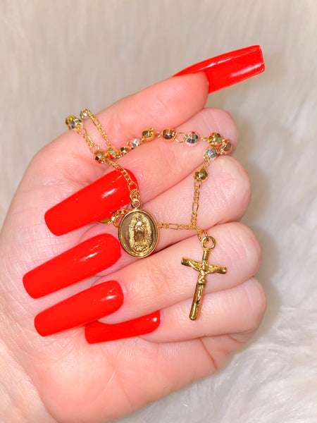 Diamond Cut Rosary Bracelet