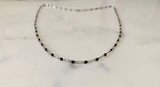 18 Inch White Gold Plated Figaro Chain With Black Beading