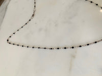 18 Inch White Gold Plated Figaro Chain With Black Beading