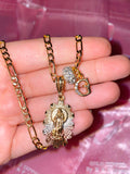 Bling Floral Virgin Mary With Initial