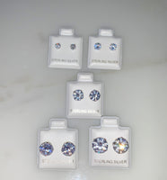 Sterling Silver CZ Studs In 5 Size Options