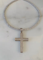 Iced Out Cross In White With Optional Bracelet