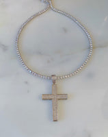 Iced Out Cross In White With Optional Bracelet
