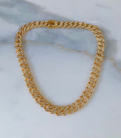 Iced Out Cuban Chain In Yellow Or White Gold Plating