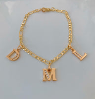 Gold Plated Diamond Inspired 2 To 6 Initial Anklet Or Bracelet