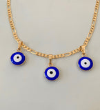 Gold Plated Protective Eye Charm Necklace Or Anklet In 3 Color Choices