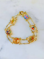 Gold Plated Religious Link Bracelet