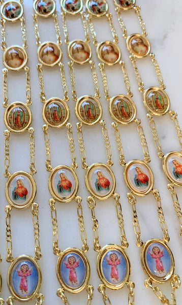 Gold Plated Religious Link Bracelet