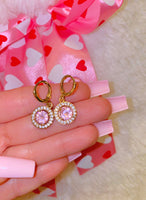 Pink Ice Halo Earrings