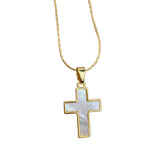 Mother Of Pearl Cross (Snake Chain)