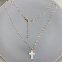Mother Of Pearl Cross (Snake Chain)