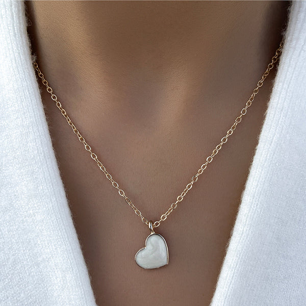 White Heart Necklace